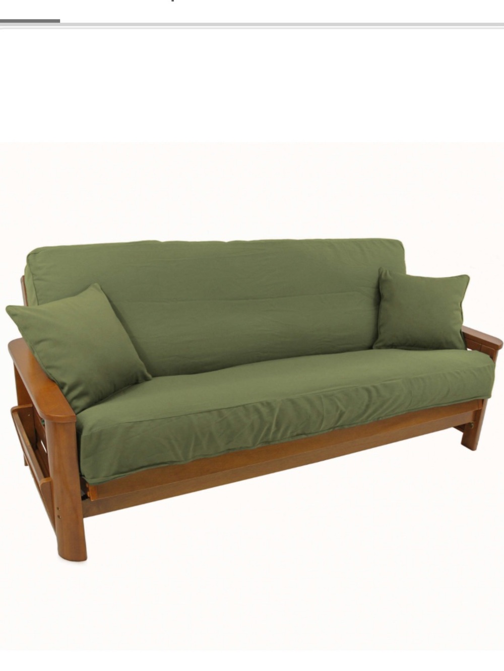 Futon Cover with Matching Throw Pillows 3 Pc Set - GREEN TWILL